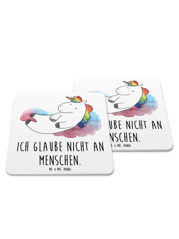 Mr. & Mrs. Panda Glasuntersetzer Einhorn Wolke 7 mit Spruch in Weiß