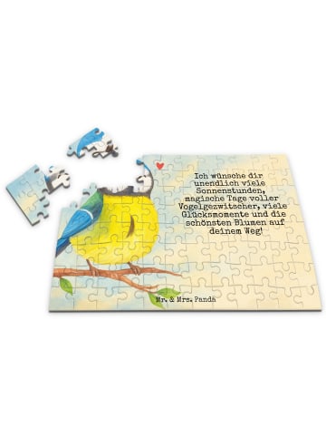 Mr. & Mrs. Panda Puzzle Vogel Blaumeise Design mit Spruch in Weiß
