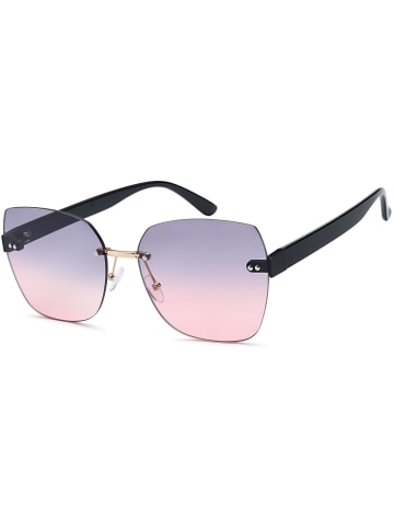 styleBREAKER Rahmenlose Rechteckige Sonnenbrille in Schwarz / Grau-Rose Verlauf