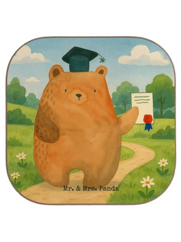 Mr. & Mrs. Panda Holzuntersetzer Bär Prüfung Design ohne Spruch in Weiß
