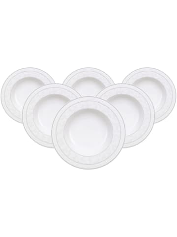 Villeroy & Boch 6er Set Suppenteller Gray Pearl in ø 24,8 cm in weiß