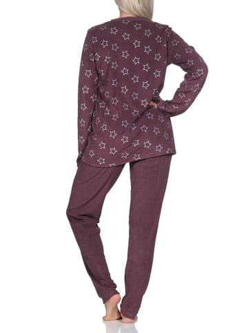 NORMANN Frottee Schlafanzug langarm Bündchen Sterne in beere