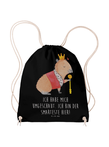 Mr. & Mrs. Panda Sportbeutel Capybara König mit Spruch in Schwarz