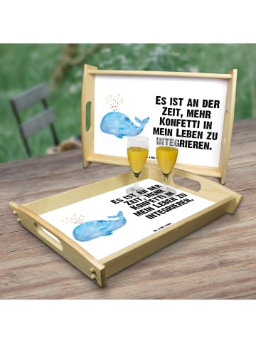 Mr. & Mrs. Panda Holztablett Wal Konfetti mit Spruch in Weiß