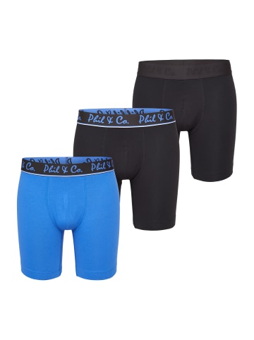 Phil & Co. Berlin  Retro Pants Jersey Long Boxer in black+blue