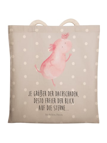 Mr. & Mrs. Panda Einkaufsshoppinger Axolotl Tanzen mit Spruch in Grau Pastell