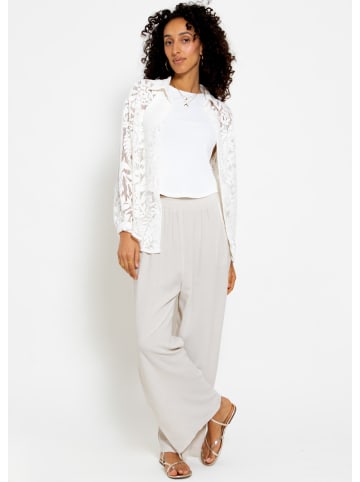 SASSYCLASSY Lässige Hose aus Viskose-Leinen-Mix in Beige