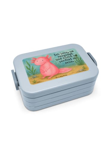 Mr. & Mrs. Panda Frischhaltedose Axolotl Niedlich Design mit Spruch in Blau Pastell