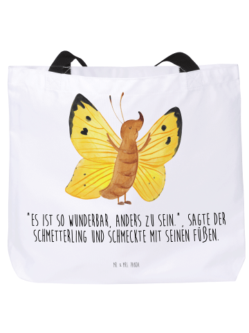 Mr. & Mrs. Panda Tasche Schmetterling Zitronenfalter mit Spruch in Weiß