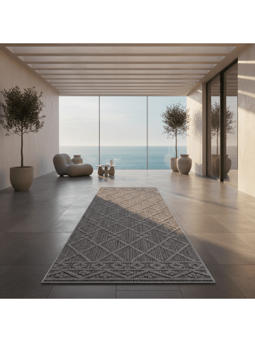 KADIMA DESIGN Teppich Outdoor Waschbar Berber CORTINA Strapazierfähig OEKO-TEX in Grau