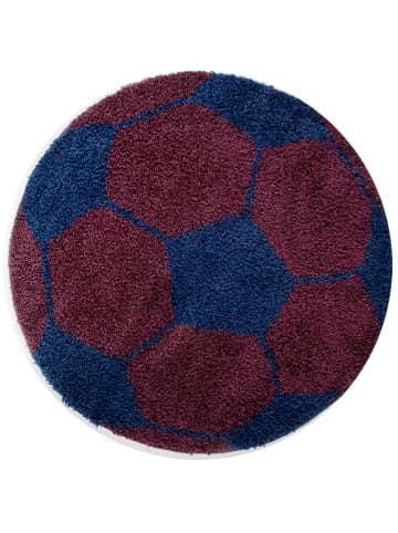 KADIMA DESIGN Teppich Kinder Hochflor Fußball Motiv Polypropylen Kinderzimmer in Marineblau