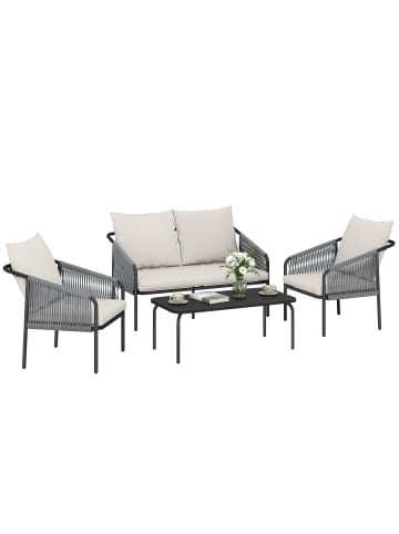 Outsunny Rattan Gartenmöbel Set,118L x 66B x 65H cm,Khaki