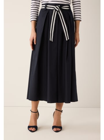 More & More Baumwollrock mit Streifengürtel in marine