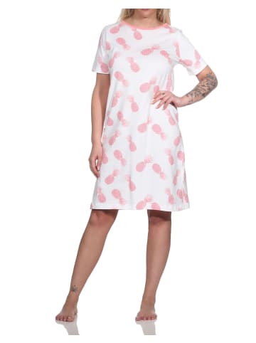 NORMANN Kurzarm Nachthemd Sleepshirt Ananas - 79356 in rosa
