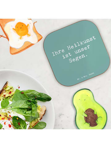Mr. & Mrs. Panda Glas-Untersetzer Spruch Arzt Segen mit Spruch in Meeresbrise