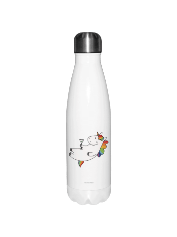 Mr. & Mrs. Panda Trinkflasche Einhorn Blümchentail ohne Spruch in Weiß