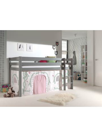 58 aufm Kessel KINDERBETT Karolina 210x114x106 Massivholz Grau Textilset Burg 1