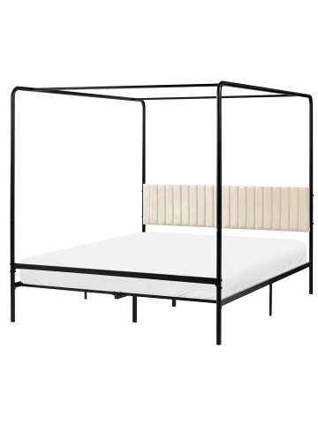 Beliani Himmelbett MIRABEAU in Schwarz/Beige - (W) 166 x (H) 170 x (L) 207 cm