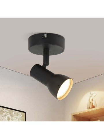 ZMH Deckenleuchte in Schwarz 1-flammige GU10 runde Modern Metall Flurlampe