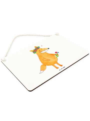 Mr. & Mrs. Panda Schild Fuchs Blumen ohne Spruch in Weiß