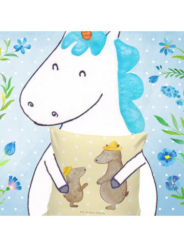 Mr. & Mrs. Panda Deko Kissen Bären mit Hut ohne Spruch in Gelb Pastell