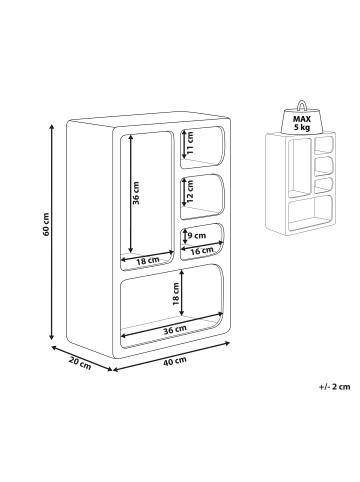 Beliani Ablageregal GREELEY in Weiß - (W) 40 x (H) 60 x (L) 20 cm