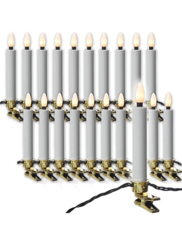 MARELIDA LED Weihnachtskerzen Lichterkette 20 Baumkerzen L: 9,5m in weiß