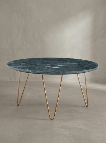 KADIMA DESIGN Couchtisch Echter Marmor 70x70x35 cm Sofatisch Metall Gold,