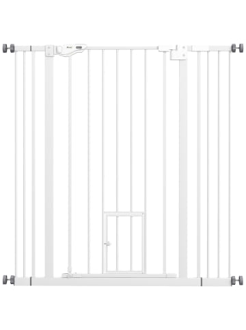 Pawhut Hunde Türschutzgitter Weiß 74-101L x 3,5B x 104,1H cm