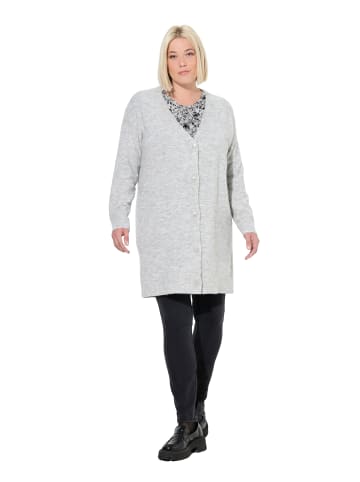 Ulla Popken Strickjacke in hellgrau mélange