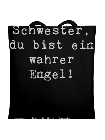 Mr. & Mrs. Panda Shopping Tasche Spruch Schwester Engel mit Spruch in Schwarz