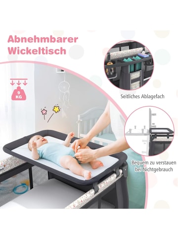 COSTWAY 5 in 1 Reisebett mit Matratze in Grau