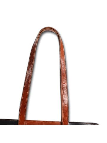 Toscanto Toscanto Schultertasche Leder dunkelblau, braun ca. 42cm