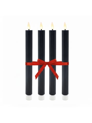 relaxdays 4 x LED Stabkerzen in Schwarz