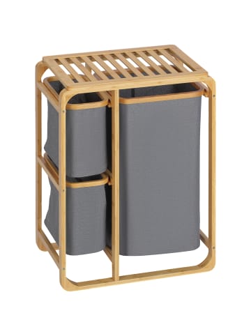 HOMCOM Wäschekorb-50L x 32B x 69,7H cm-Natur+Grau