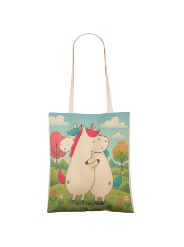 Mr. & Mrs. Panda Stofftasche Einhörner Umarmen Design ohne Spruch in Weiß