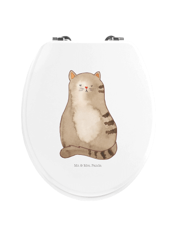 Mr. & Mrs. Panda Toilettendeckel Katze Sitzen ohne Spruch in Weiß