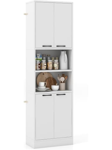 COSTWAY 190 cm hoher Küchenschrank Vorratsschrank in Weiß