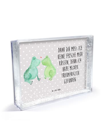 Mr. & Mrs. Panda Bilderrahmen Frosch Liebe mit Spruch in Grau Pastell