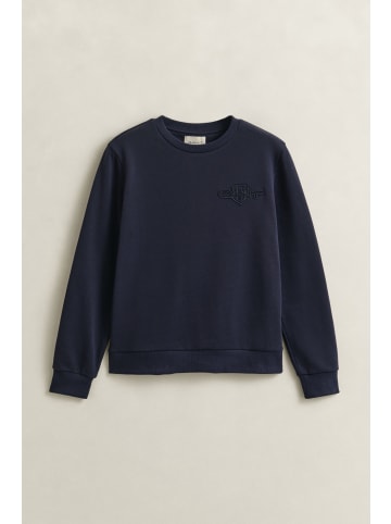 Gant Tonal Shield Rundhals-Sweatshirt in Evening Blue