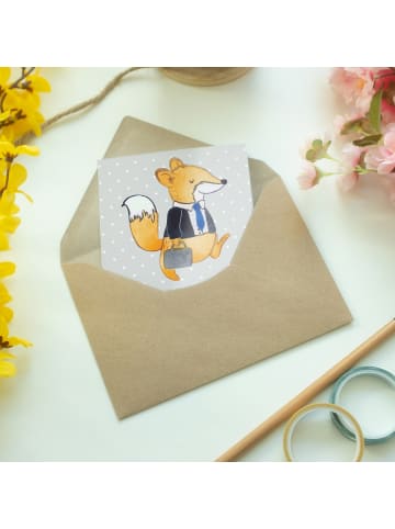 Mr. & Mrs. Panda Glückwunschkarte Fuchs Bester Kollege der Welt ... in Grau Pastell