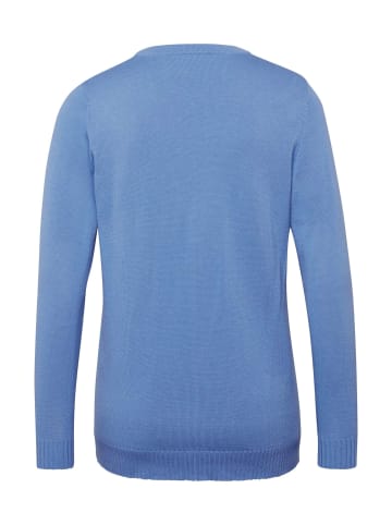 GOLDNER Kurzgröße: Strickset aus Jacke, Halbarmpullover in jeansblau