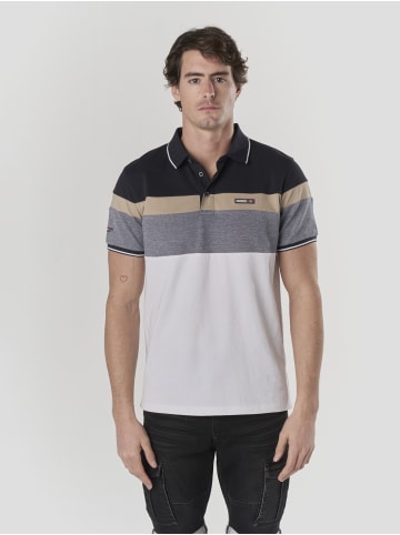 KOROSHI Normal polo pique streifen-block nautik in weiß