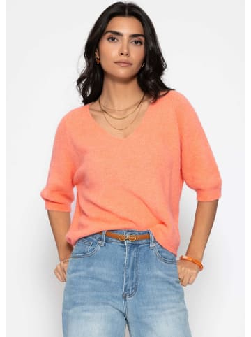 SASSYCLASSY Strickoberteil mit V-Ausschnitt in Koralle