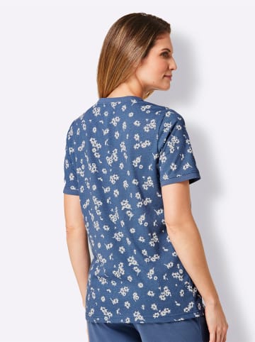 WITT WEIDEN Schlafanzug-Shirt in jeansblau-ecru-bedruckt