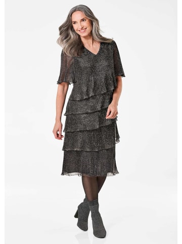 GOLDNER Kurzgröße:  Kleid in schwarz / silberfarben / gemustert