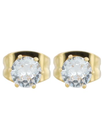 Adeliás Damen Ohrringe – Ohrstecker aus Edelstahl mit Zirkonia in gold