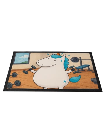 Mr. & Mrs. Panda Schmutzmatte Einhorn Fitness Design ohne Spruch in Weiß