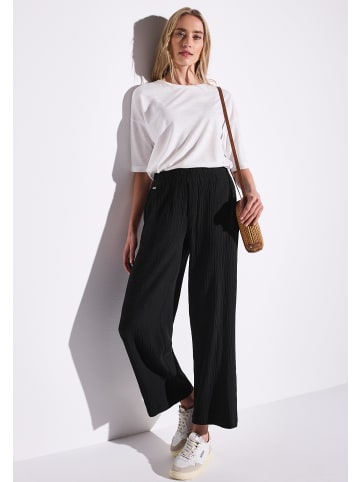 Street One 'Wide Leg Musselin Hose' Schwarz