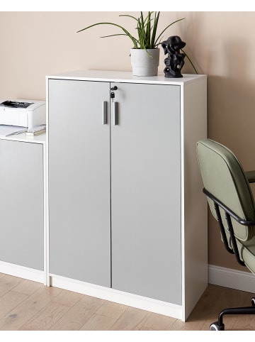 Beliani Büroschränke ZEHNA in Grau/Weiß - (W) 80 x (H) 117 x (L) 40 cm